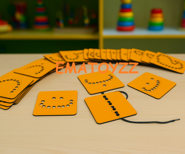  İp Geçirme Elif Ba Ahşap Kartlar Montessori
